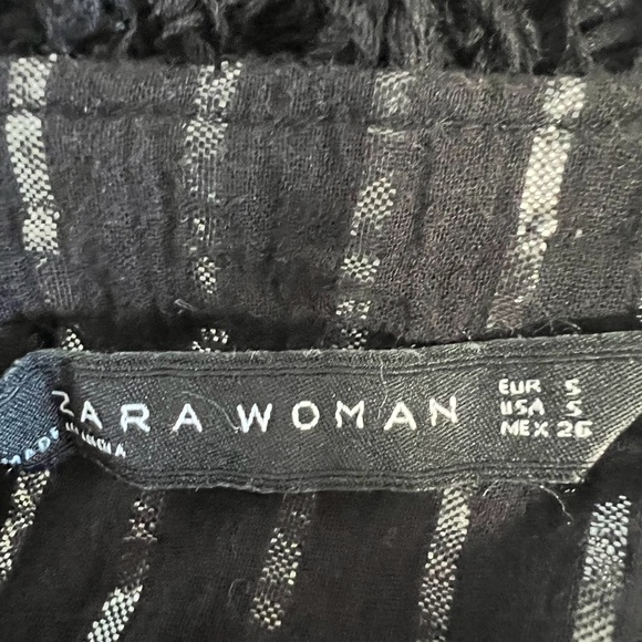 Zara Woman Black Top with Multicolored Embroidery Size S - Picture 3 of 7